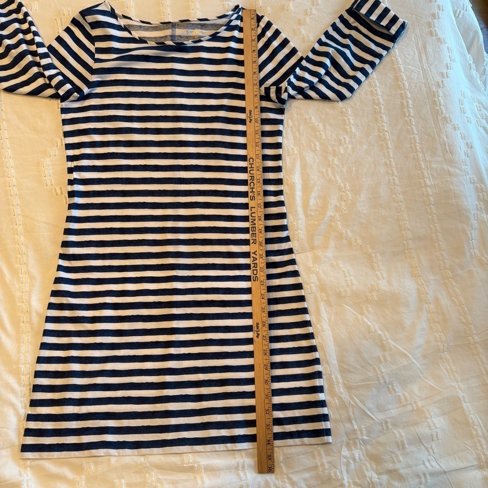Lilly Pulitzer Navy White Striped Dress Pima Cotton Shift Nautical Chic M - Picture 10 of 12